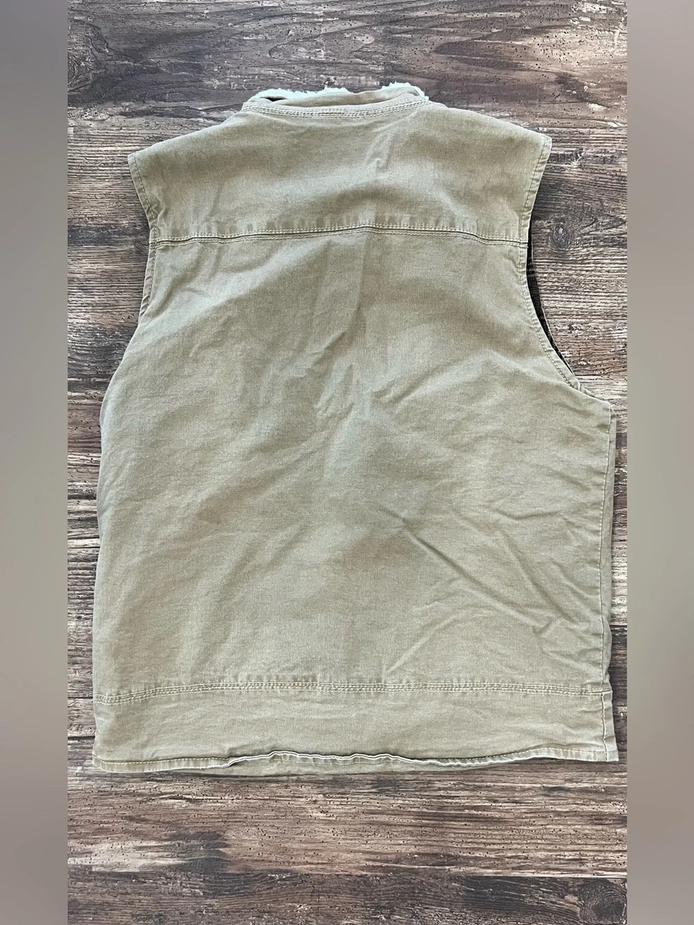 Forge Work Wear Sherpa-Thermal Lined Canvas Vest in Khaki